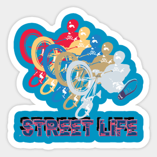 Street Life BMX Rider Retro Glitch 5 Colour Bike Style Sticker